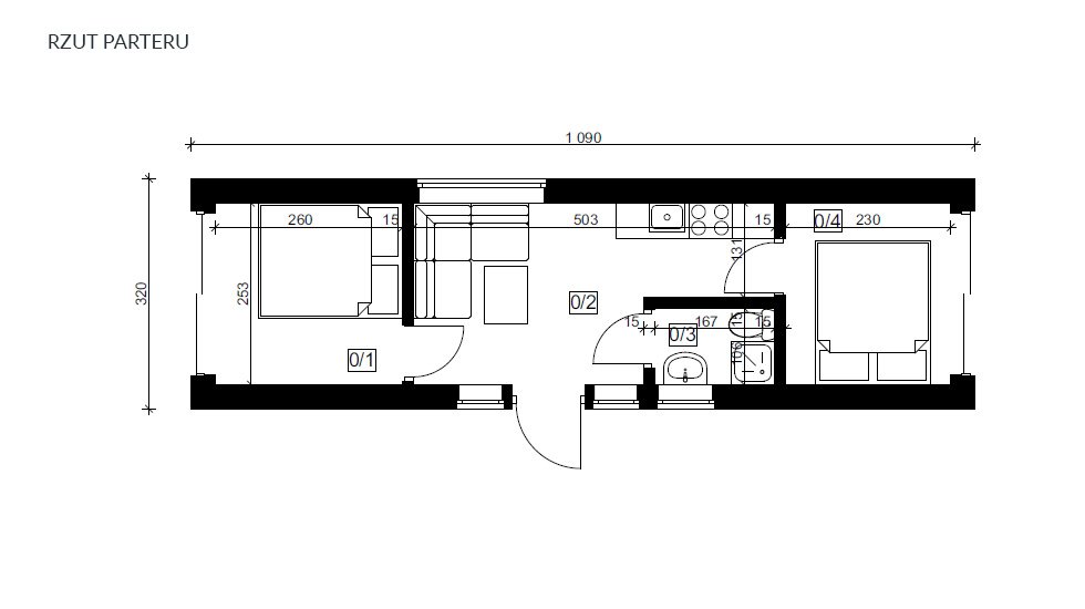 PROJEKT  LIVIO 4 T 22,96 m2
